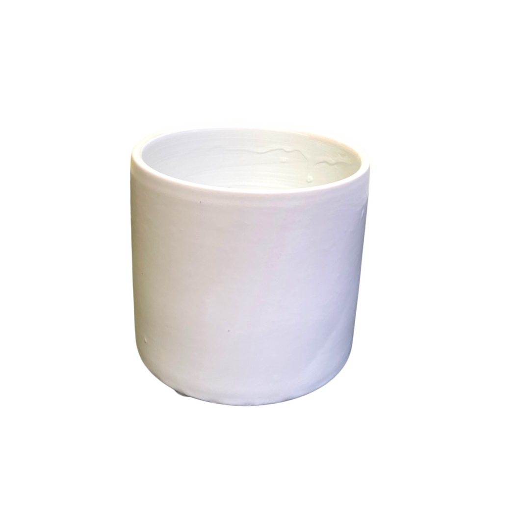 Matte white Cylinder Pot